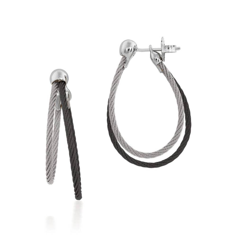 NEW ALOR asymmetrical hoop earring in black & grey